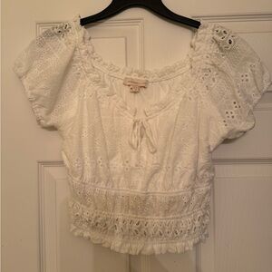 White Eyelet Lace Women's Top